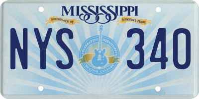 MS license plate NYS340