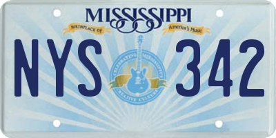 MS license plate NYS342