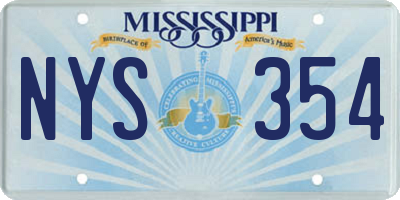 MS license plate NYS354