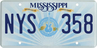 MS license plate NYS358