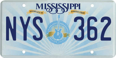 MS license plate NYS362