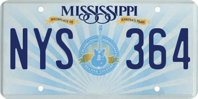 MS license plate NYS364