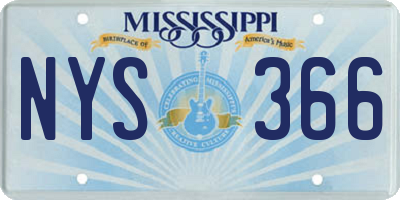 MS license plate NYS366