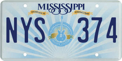 MS license plate NYS374