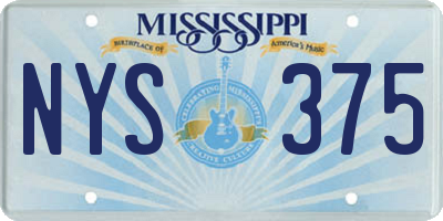 MS license plate NYS375
