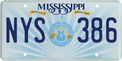 MS license plate NYS386