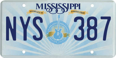 MS license plate NYS387