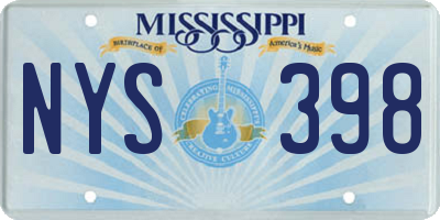 MS license plate NYS398