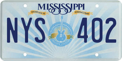 MS license plate NYS402