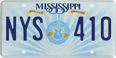 MS license plate NYS410