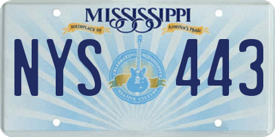 MS license plate NYS443