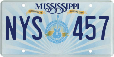 MS license plate NYS457