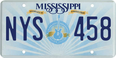 MS license plate NYS458