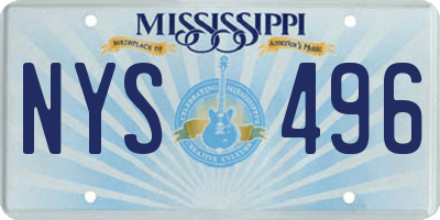 MS license plate NYS496