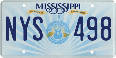 MS license plate NYS498