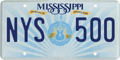 MS license plate NYS500