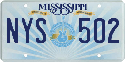MS license plate NYS502