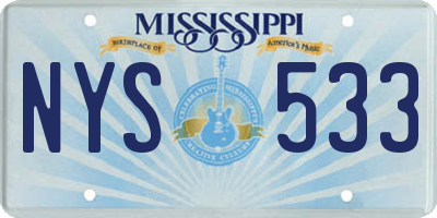 MS license plate NYS533