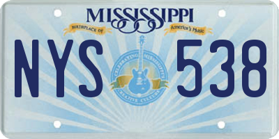 MS license plate NYS538