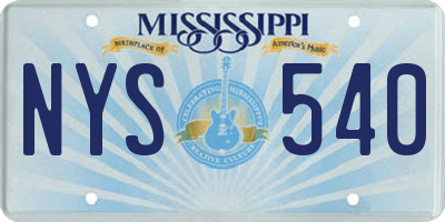 MS license plate NYS540
