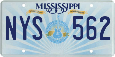 MS license plate NYS562