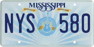 MS license plate NYS580