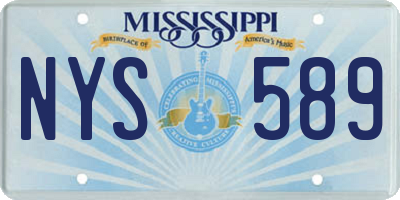 MS license plate NYS589