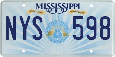 MS license plate NYS598