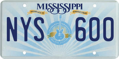 MS license plate NYS600