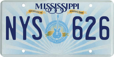 MS license plate NYS626
