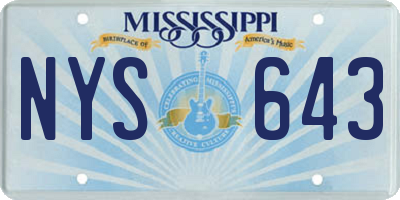 MS license plate NYS643