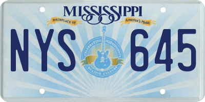 MS license plate NYS645