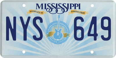 MS license plate NYS649