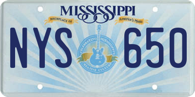 MS license plate NYS650