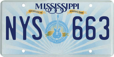 MS license plate NYS663