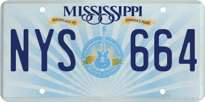 MS license plate NYS664