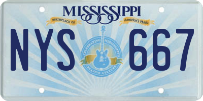 MS license plate NYS667
