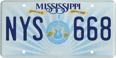 MS license plate NYS668