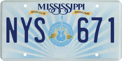 MS license plate NYS671