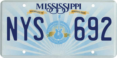 MS license plate NYS692