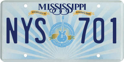 MS license plate NYS701