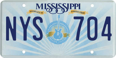 MS license plate NYS704