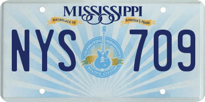 MS license plate NYS709
