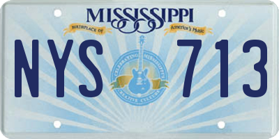 MS license plate NYS713