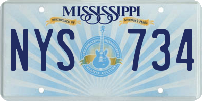 MS license plate NYS734