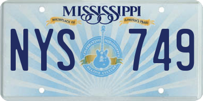 MS license plate NYS749
