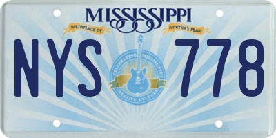 MS license plate NYS778