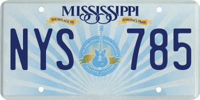 MS license plate NYS785