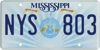 MS license plate NYS803