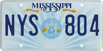 MS license plate NYS804